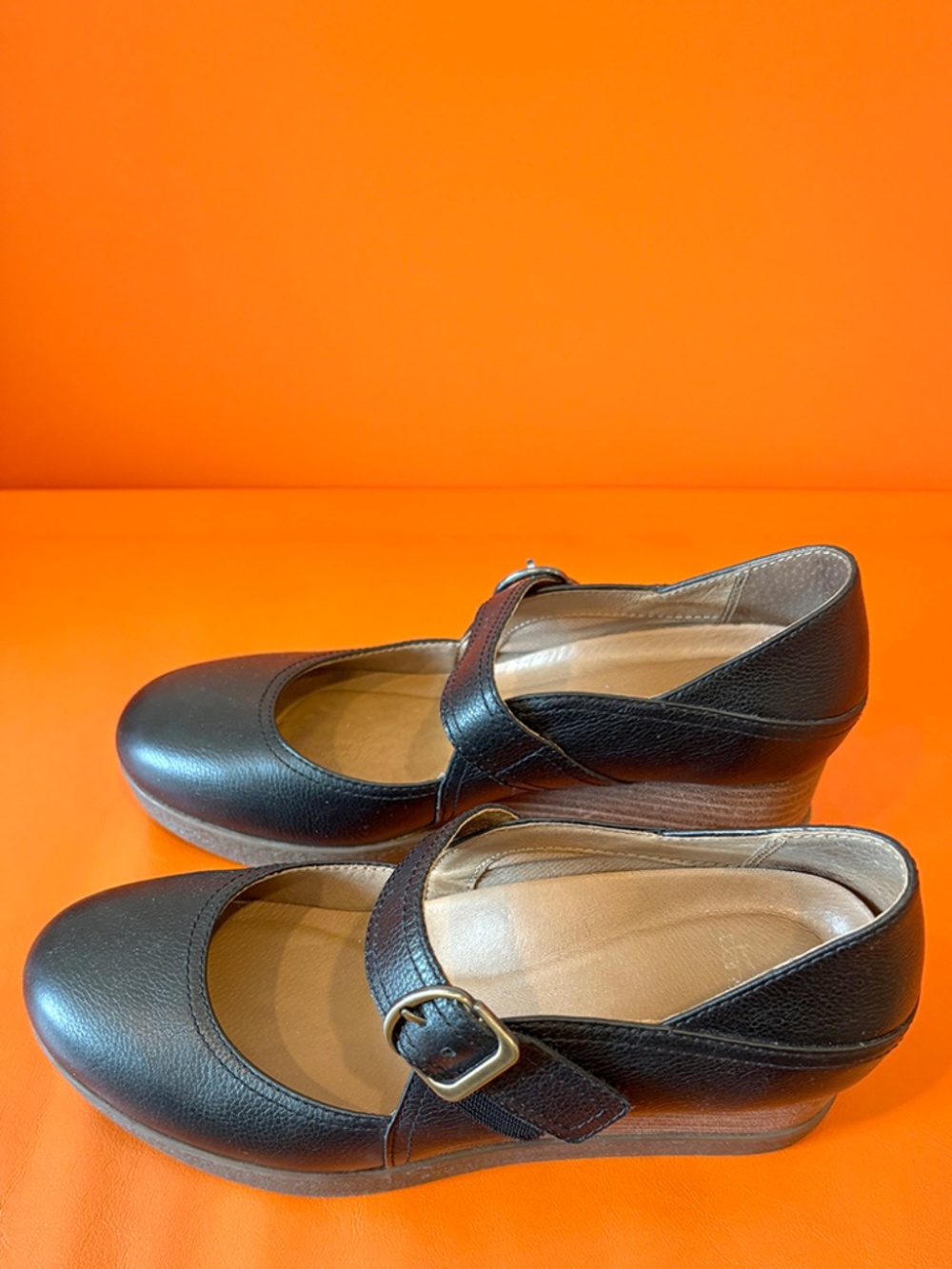 Women’s Black Wedge Mary Jane with Buckle - Picture 3 of 6